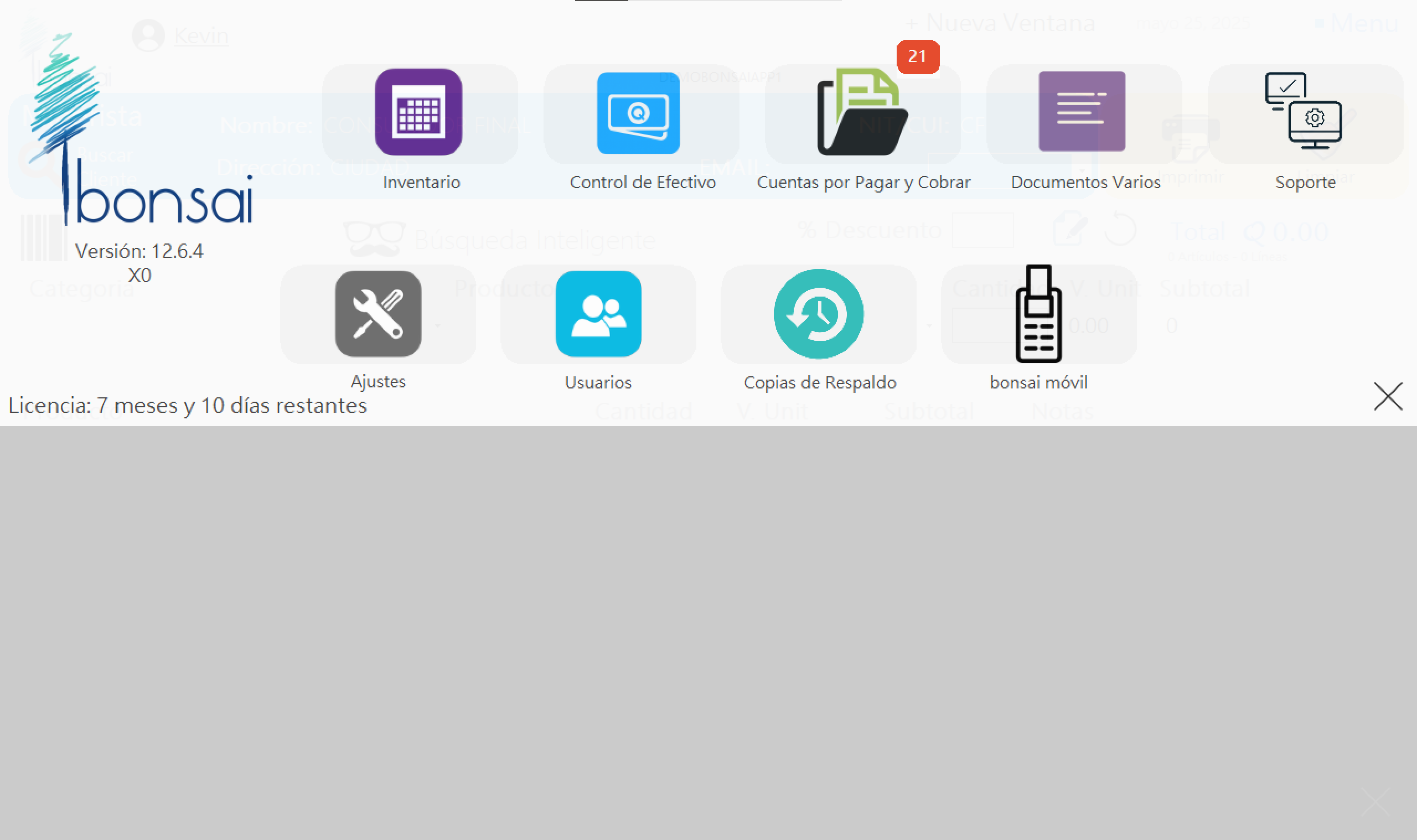 Dashboard bonsai Tradicional Offline