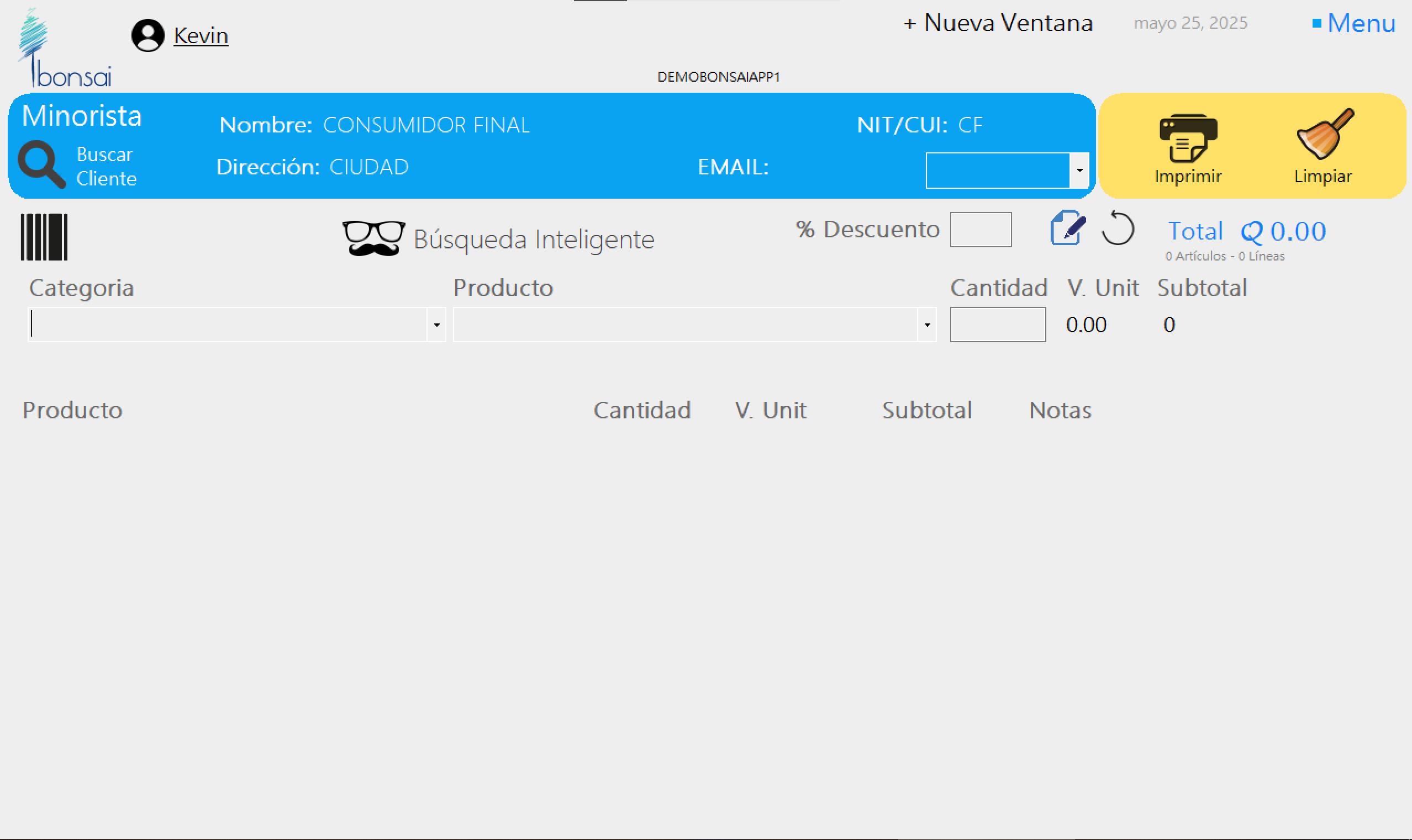 Login bonsai Tradicional Offline